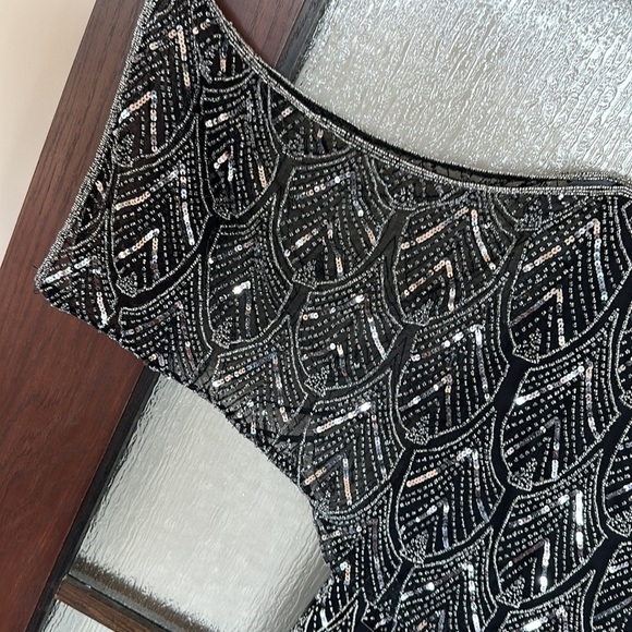 Pisarro Nights
Pisarro Nights Cold Shoulder Short Sleeve Gown Black/silver Sz 4 - Picture 6 of 13